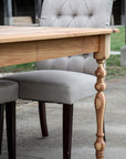 Narrow Hickory Farmhouse Dining Table with Turned Legs