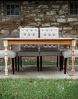 Narrow Hickory Farmhouse Dining Table with Turned Legs