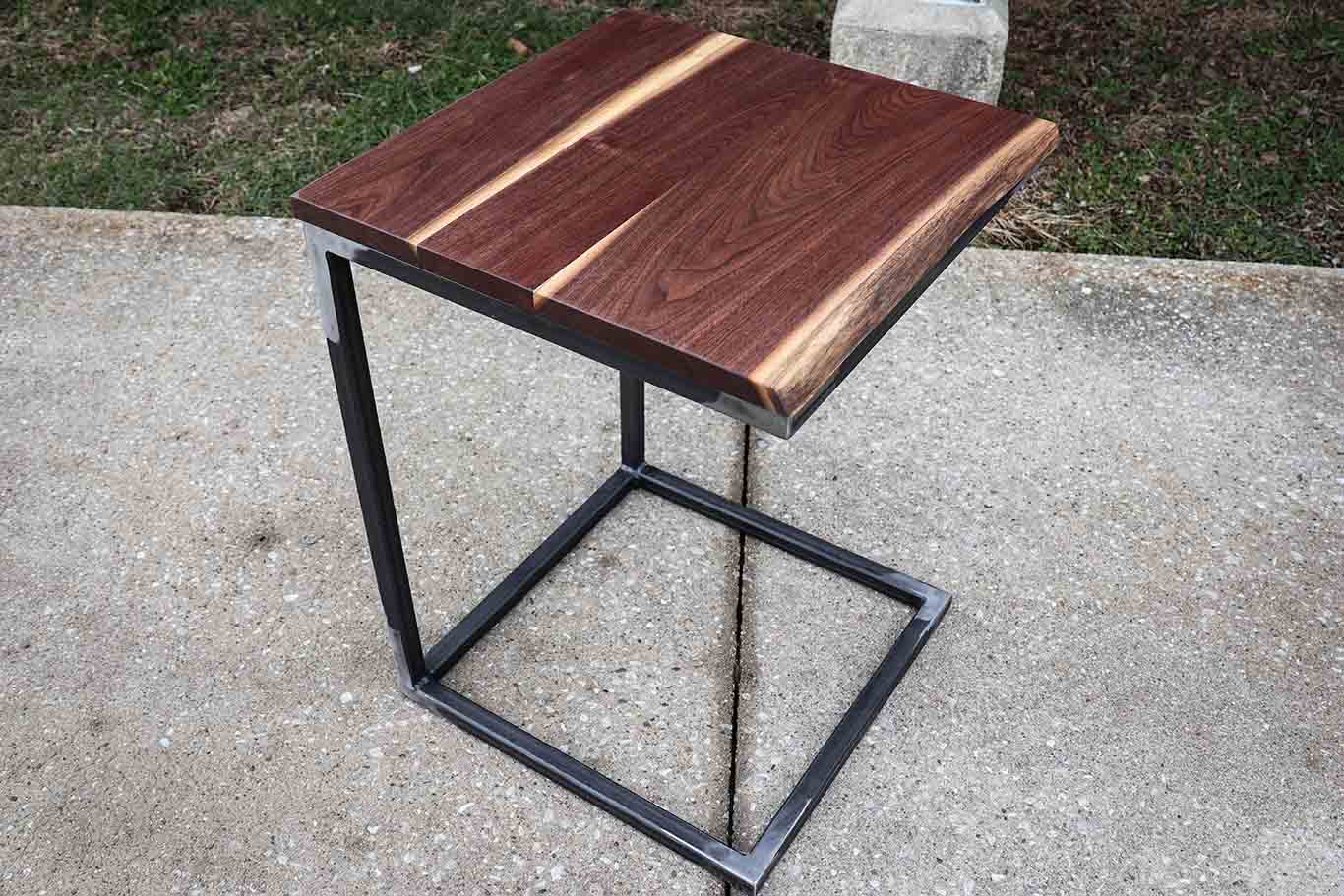 Live Edge Square Walnut C Table, Computer Table, Side Table