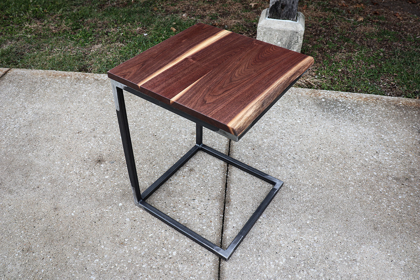 Live Edge Square Walnut C Table, Computer Table, Side Table