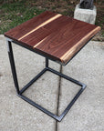 Live Edge Square Walnut C Table, Computer Table, Side Table