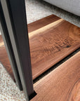 Floor Shelf Live Edge Walnut Wood C Table Handmade Furniture in Iowa, USA