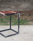 Live Edge Square Walnut C Table, Computer Table, Side Table