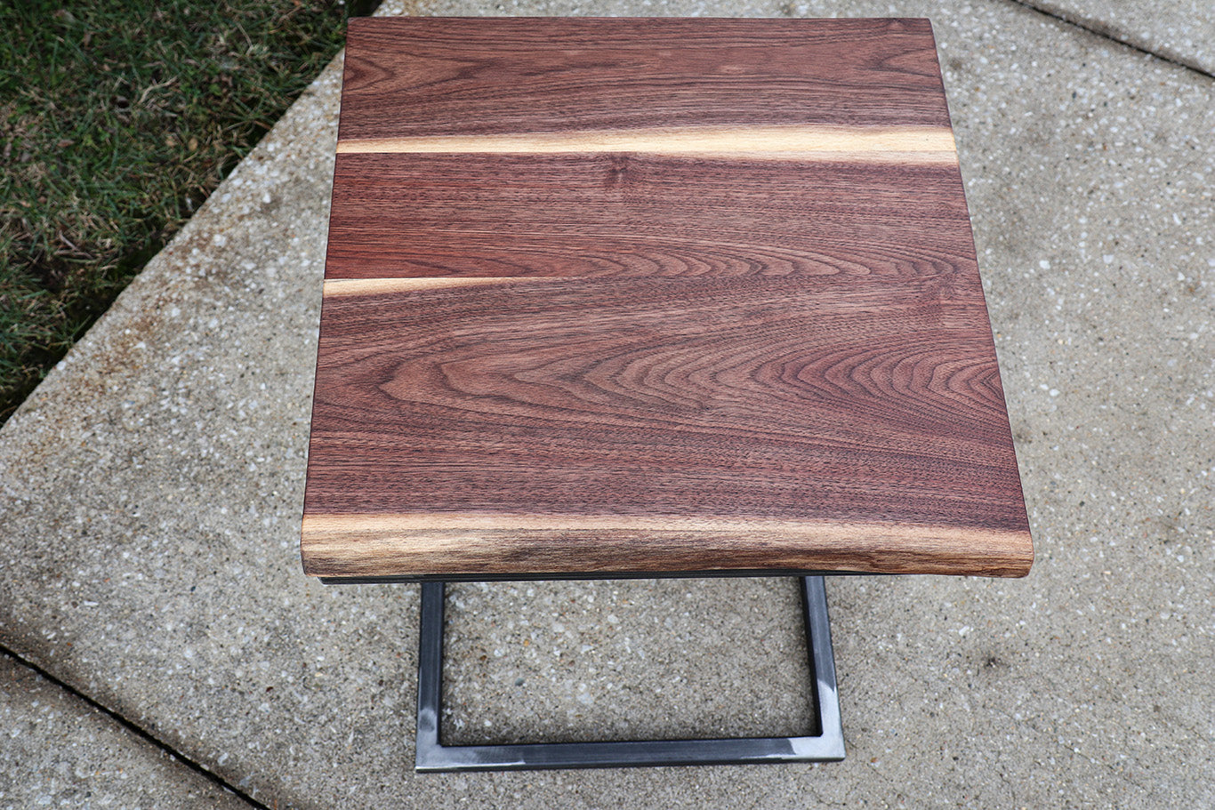 Live Edge Square Walnut C Table, Computer Table, Side Table