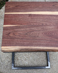 Live Edge Square Walnut C Table, Computer Table, Side Table