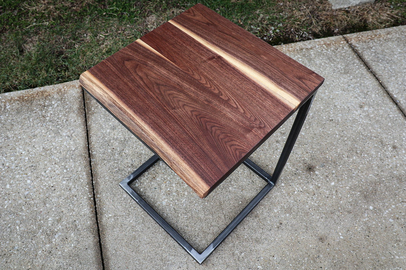 Live Edge Square Walnut C Table, Computer Table, Side Table