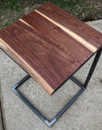 Live Edge Square Walnut C Table, Computer Table, Side Table