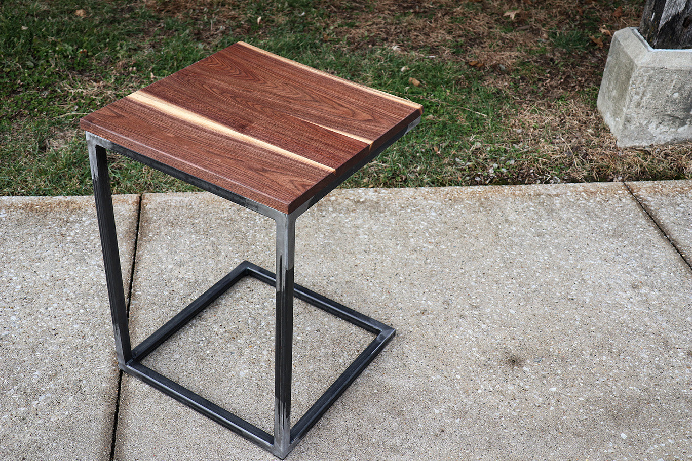 Live Edge Square Walnut C Table, Computer Table, Side Table