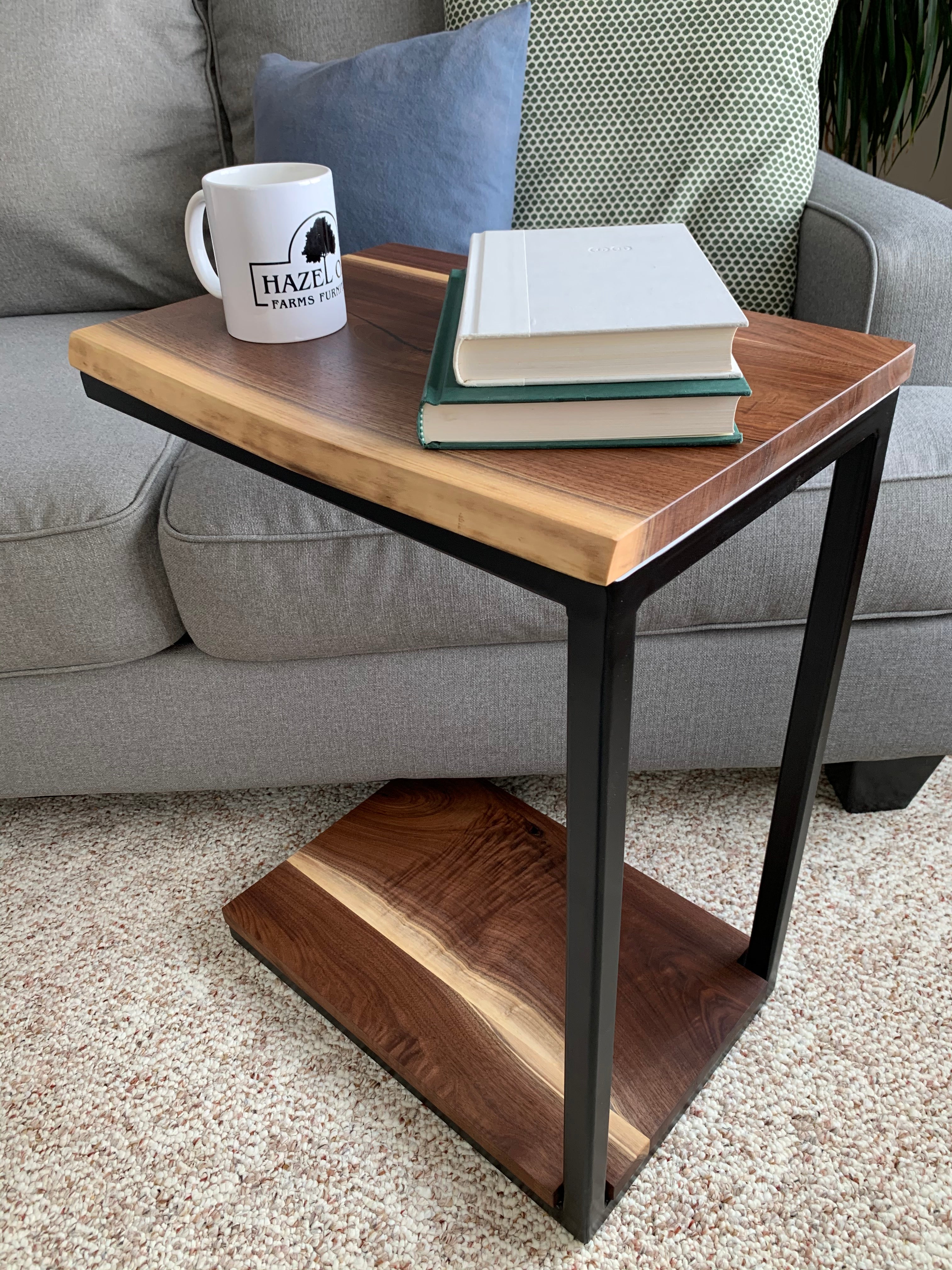 Live Edge Walnut Wood C Table