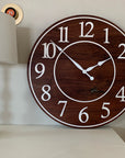 Solid Clear Walnut 30" Wall Clock with White Lines and Numbers (in stock) - Hazel Oak Farms