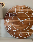 Large Sappy 30" Solid Cherry Hardwood Wall Clock with White Numbers (in stock) - Hazel Oak Farms