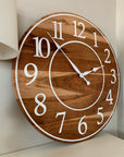 Large Sappy 30" Solid Cherry Hardwood Wall Clock with White Numbers (in stock) - Hazel Oak Farms