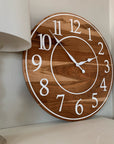 Large Sappy 30" Solid Cherry Hardwood Wall Clock with White Numbers (in stock) - Hazel Oak Farms