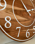 Large Sappy 30" Solid Cherry Hardwood Wall Clock with White Numbers (in stock) - Hazel Oak Farms