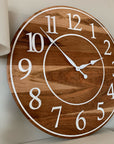 Large Sappy 30" Solid Cherry Hardwood Wall Clock with White Numbers (in stock) - Hazel Oak Farms