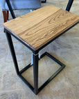 Solid Ash Wood & Black Metal C Table with Walnut Stain (in stock) - Hazel Oak Farms