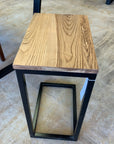 Solid Ash Wood & Black Metal C Table with Walnut Stain (in stock) - Hazel Oak Farms