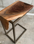 Live Edge Walnut Waterfall C Table with Gold Metal