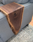 Extra Long Round Armrest Walnut Waterfall Sofa Table - To the Floor Handmade Furniture in Iowa, USA