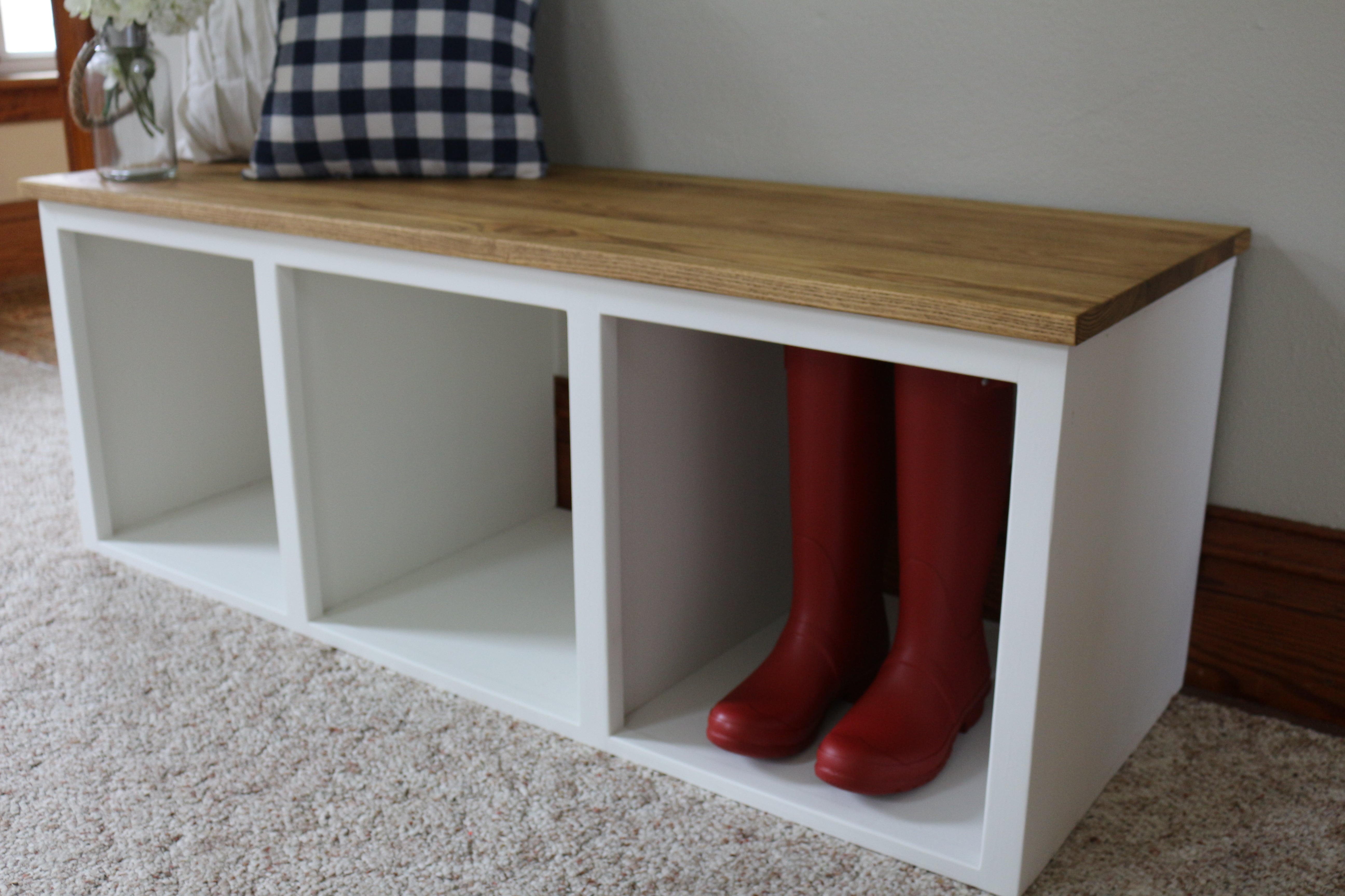 Modern Farmhouse Style Solid Wood Shoe Cabinet Bench