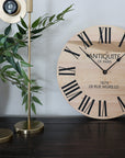 Large French Style Maple Wall Clock with Black Roman Numerals