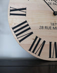 Large French Style Maple Wall Clock with Black Roman Numerals