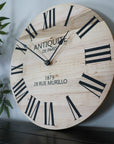 Large French Style Maple Wall Clock with Black Roman Numerals