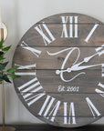 Large Customized Grey Wall Clock - Hazel Oak Farms Handmade Furniture in Iowa, USA