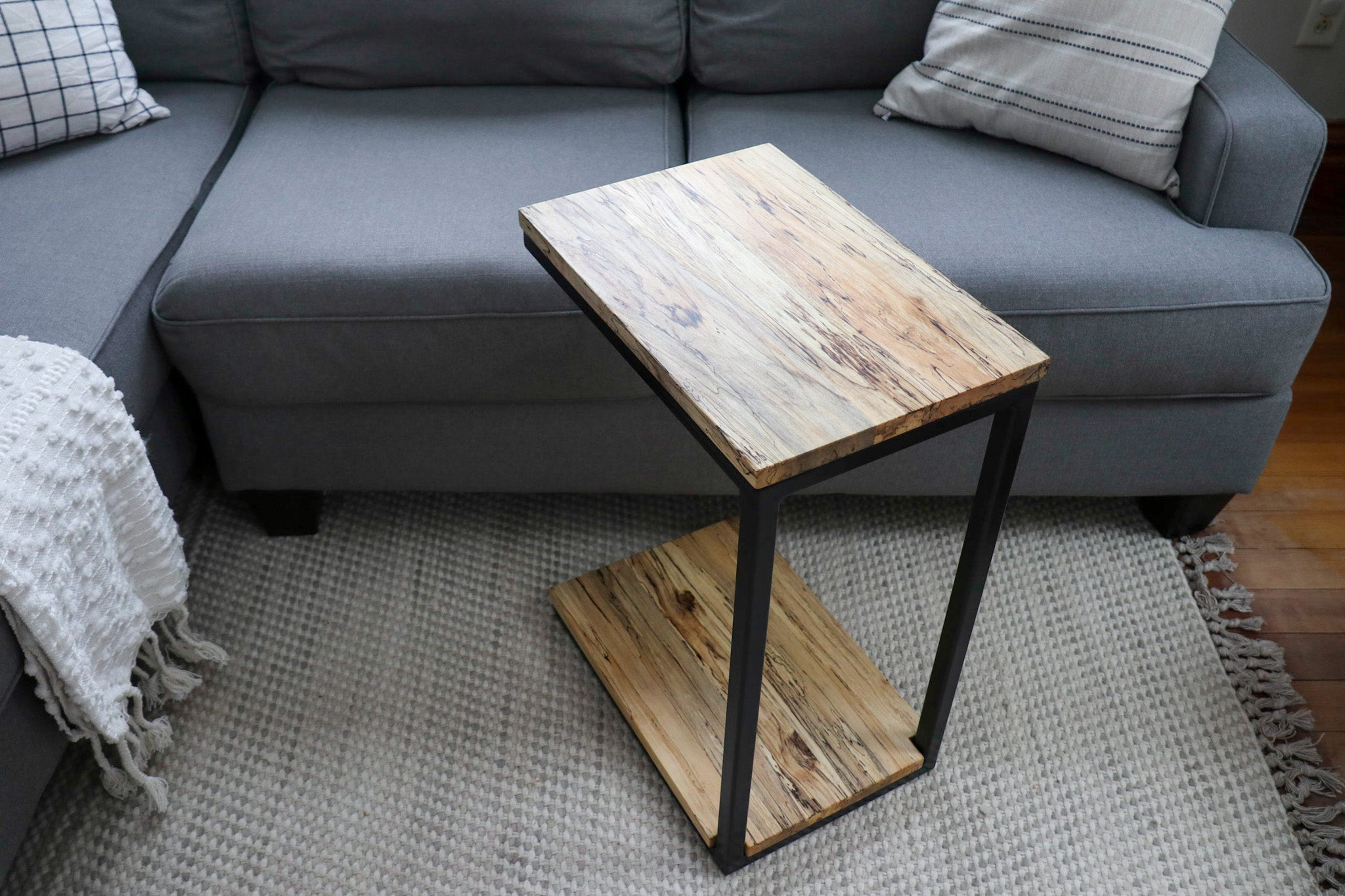 Floor Shelf Spalted Maple Modern C Side Table