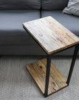 Floor Shelf Spalted Maple Modern C Side Table Handmade Furniture in Iowa, USA