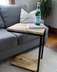 Floor Shelf Spalted Maple Modern C Side Table Handmade Furniture in Iowa, USA