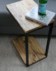 Floor Shelf Spalted Maple Modern C Side Table Handmade Furniture in Iowa, USA
