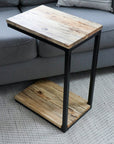 Floor Shelf Spalted Maple Modern C Side Table Handmade Furniture in Iowa, USA