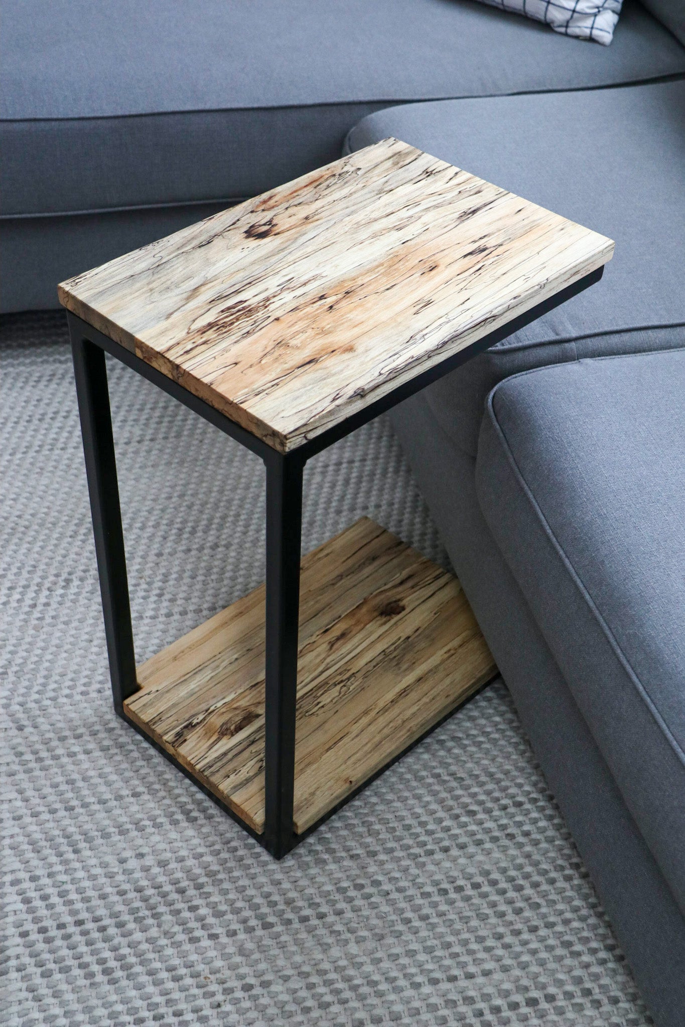 Floor Shelf Spalted Maple Modern C Side Table - Hazel Oak Farms