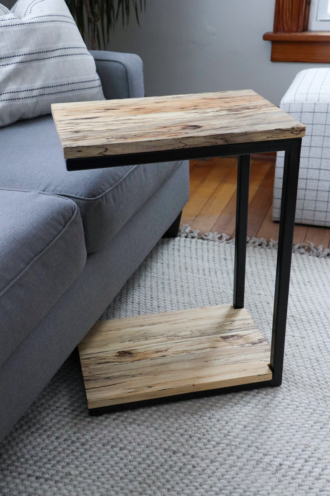 Floor Shelf Spalted Maple Modern C Side Table - Hazel Oak Farms