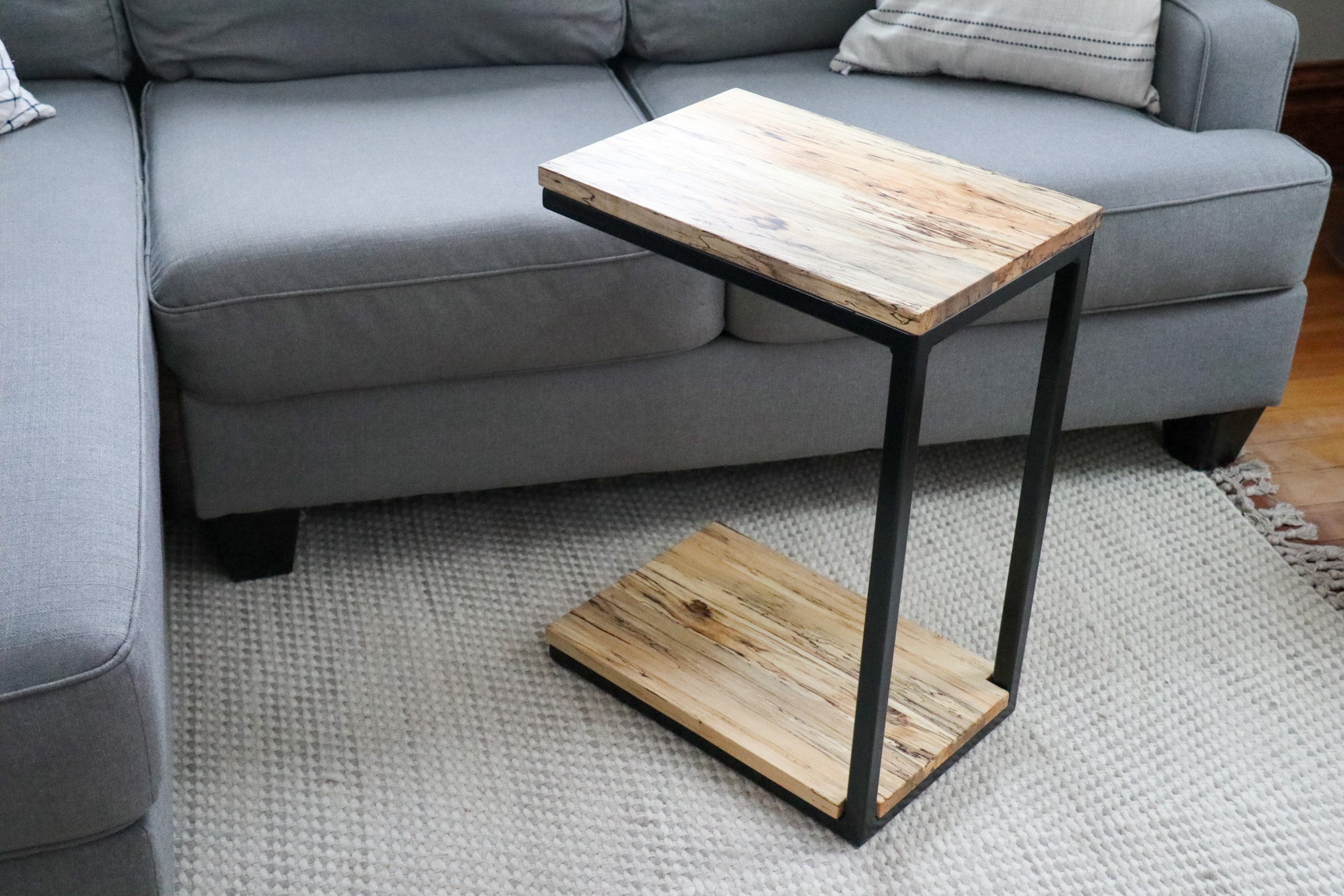 Floor Shelf Spalted Maple Modern C Side Table - Hazel Oak Farms