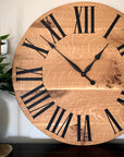 Large Quartersawn White Oak Wall Clock with and Roman Numerals