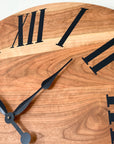 Large Sappy Cherry Hardwood Wall Clock with Black Roman Numerals