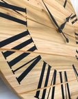 Large Solid Poplar Hardwood Farmhouse Wall Clock with Black Roman Numerals