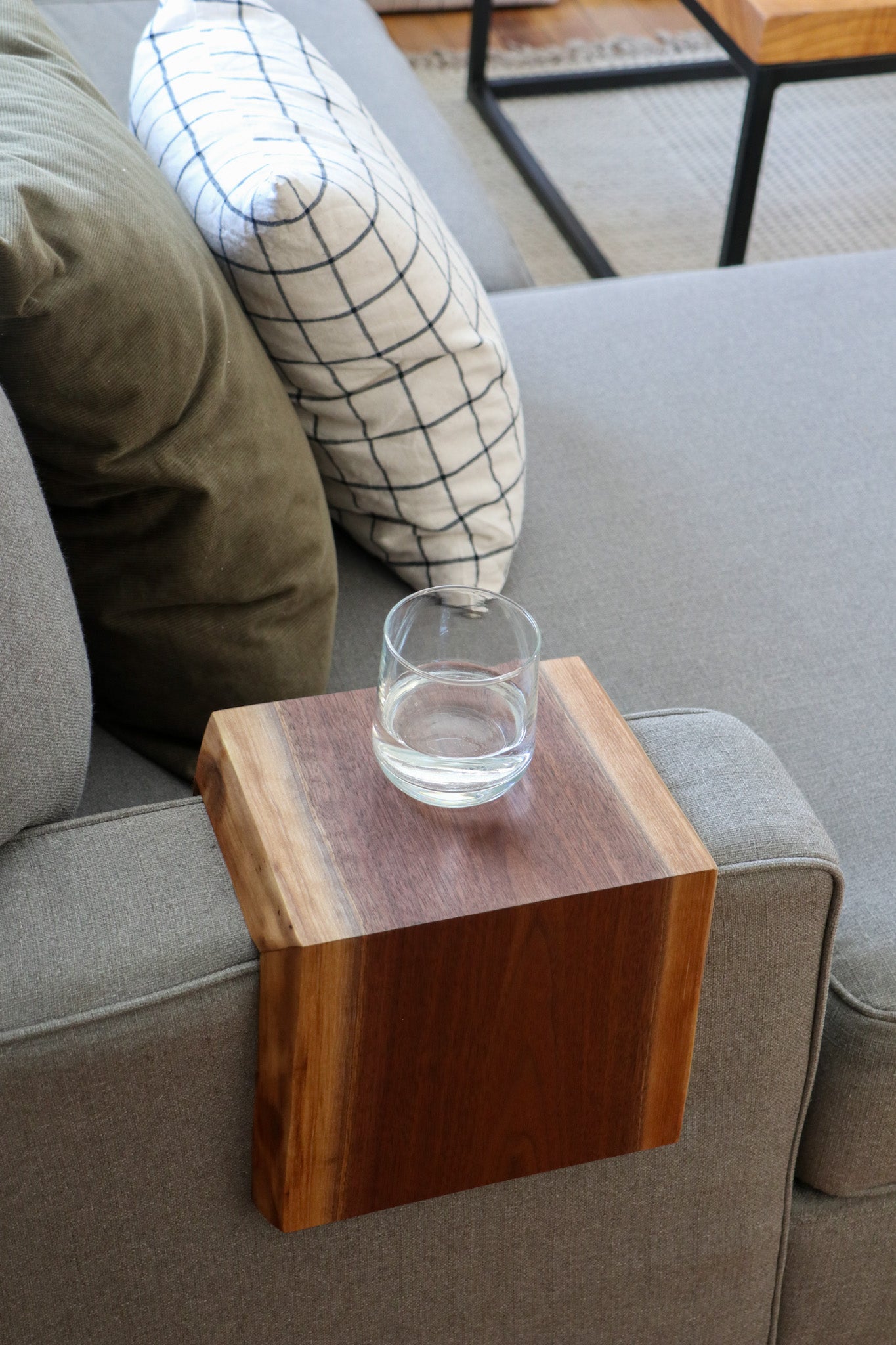 Live Edge Walnut Armrest Table - Hazel Oak Farms