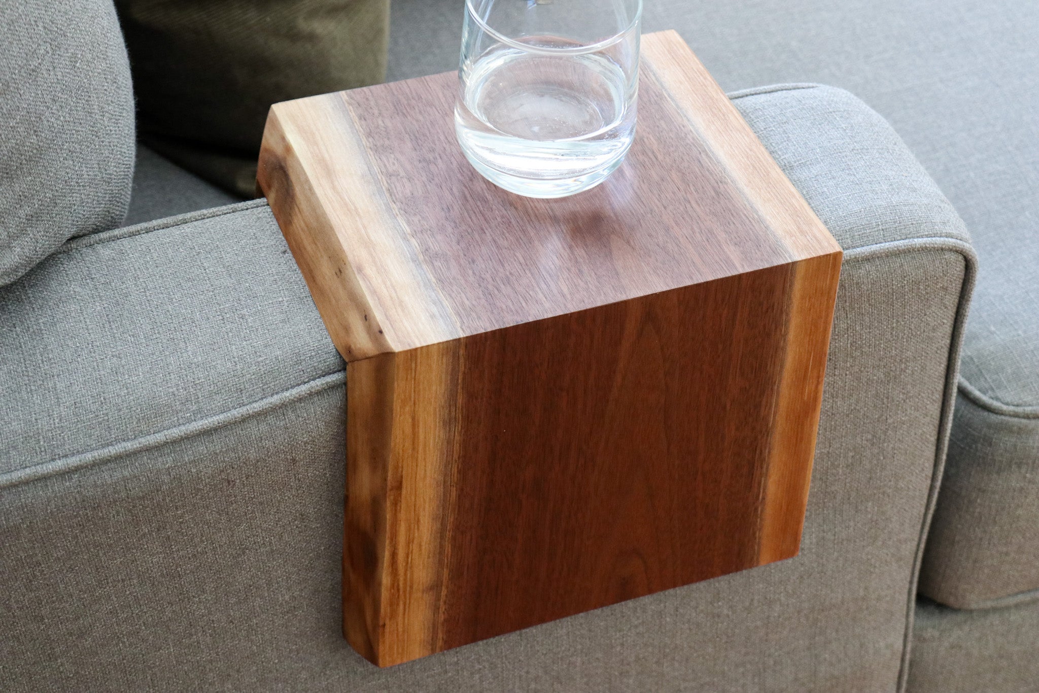 Live Edge Walnut Armrest Table - Hazel Oak Farms