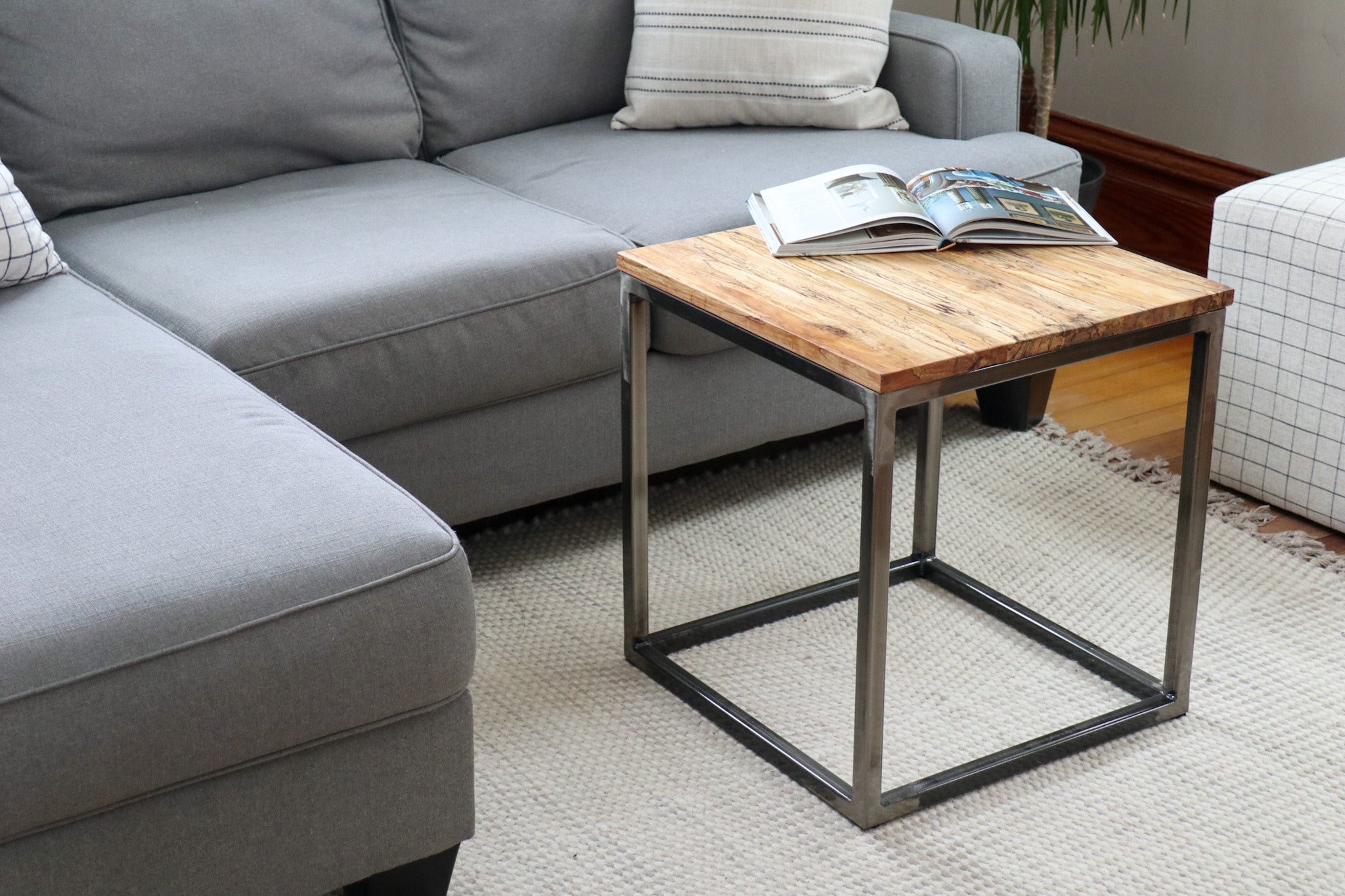 Spalted Maple Cube 18&quot; Coffee Table, Side Table, Solid Wood Table - Hazel Oak Farms