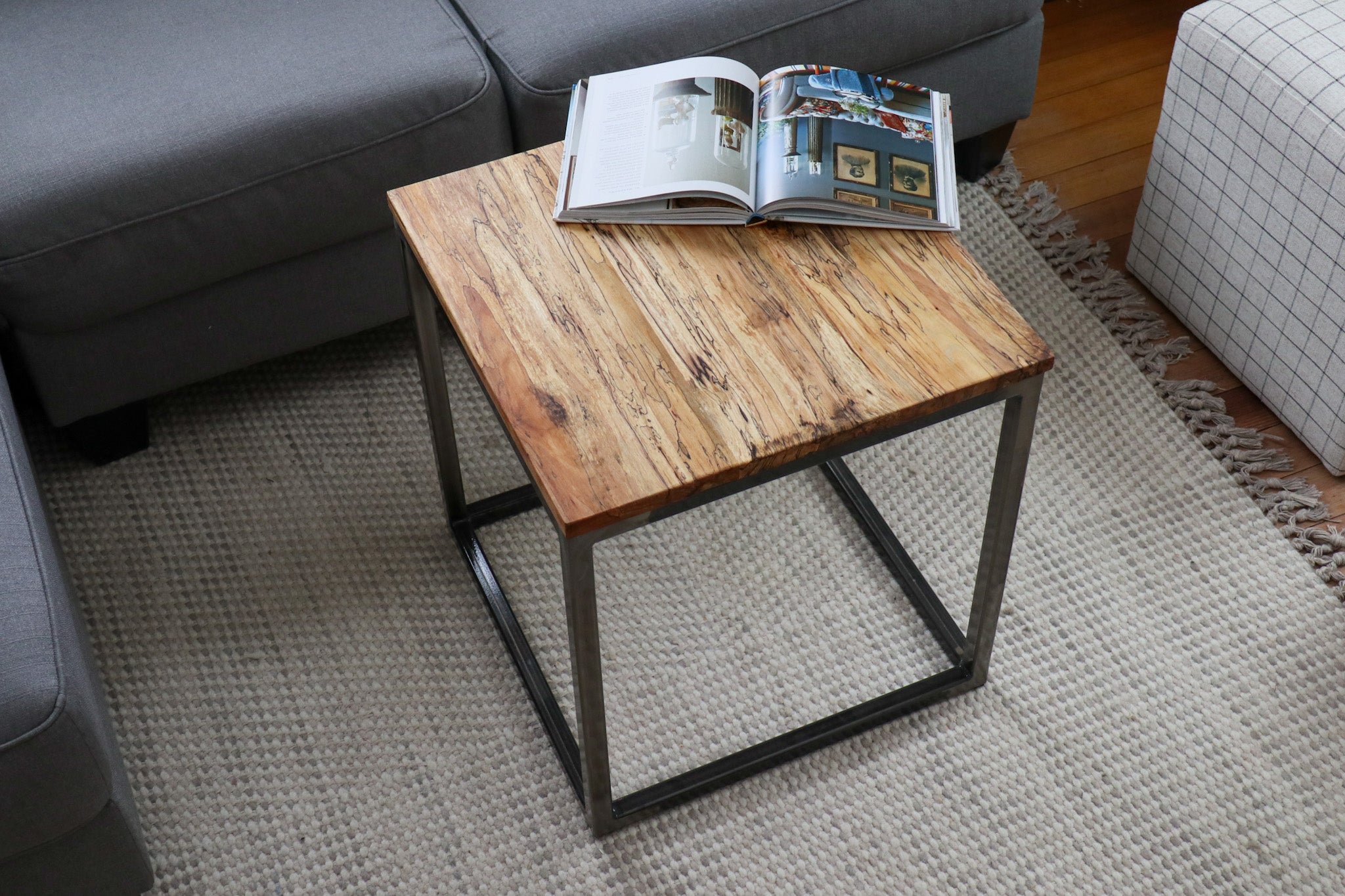 Spalted Maple Cube 18&quot; Coffee Table, Side Table, Solid Wood Table - Hazel Oak Farms