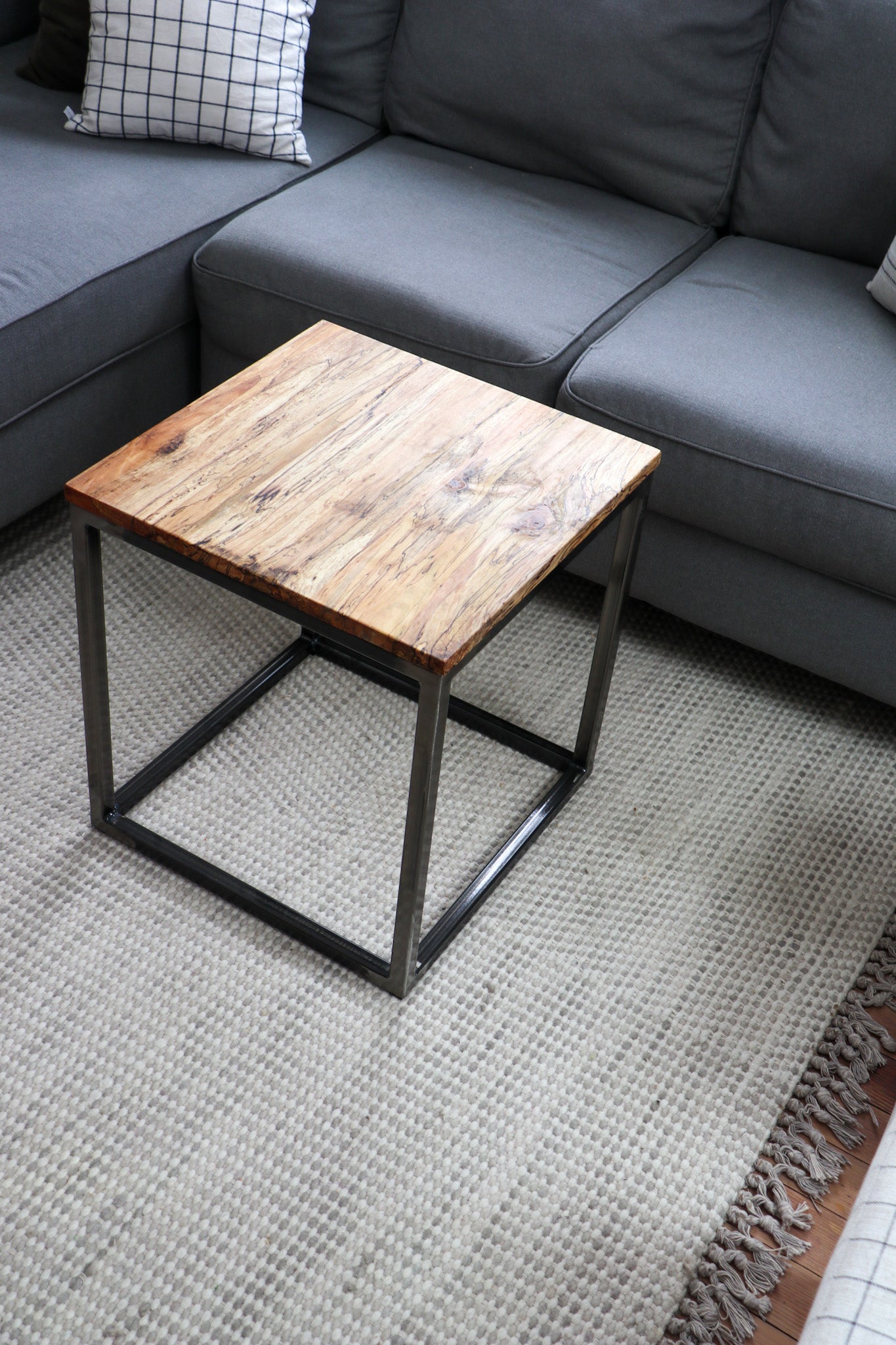 Spalted Maple Cube 18&quot; Coffee Table, Side Table, Solid Wood Table - Hazel Oak Farms