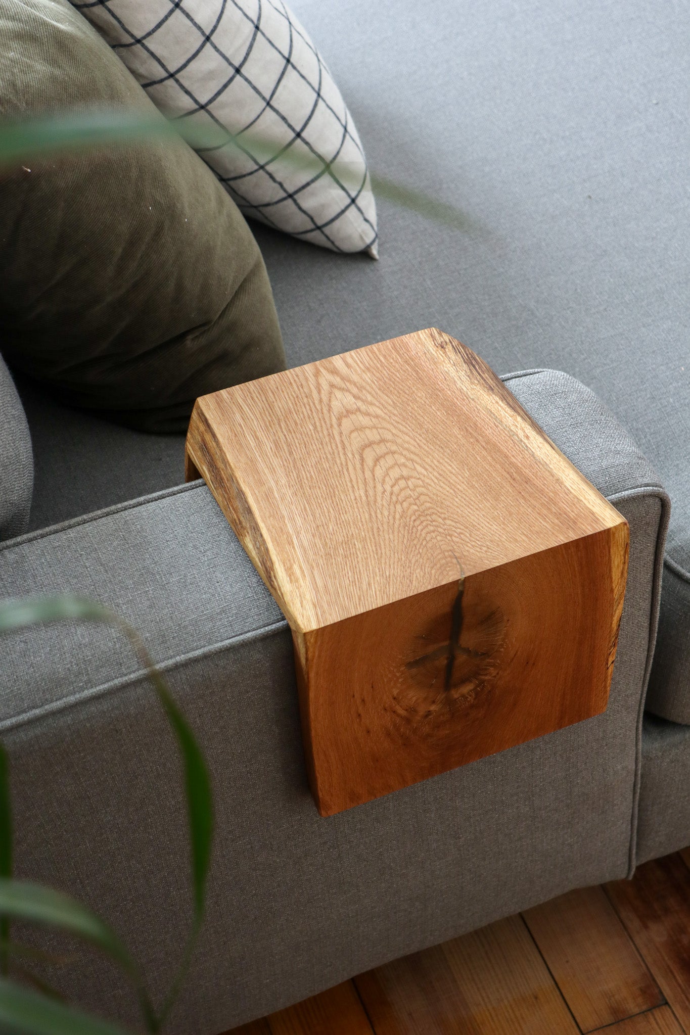 Live Edge White Oak 6&quot; Sofa Armrest Table (in stock)