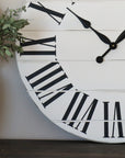 Simple 30" Farmhouse Style Large White Distressed Wall Clock with Black Roman Numerals (in stock)