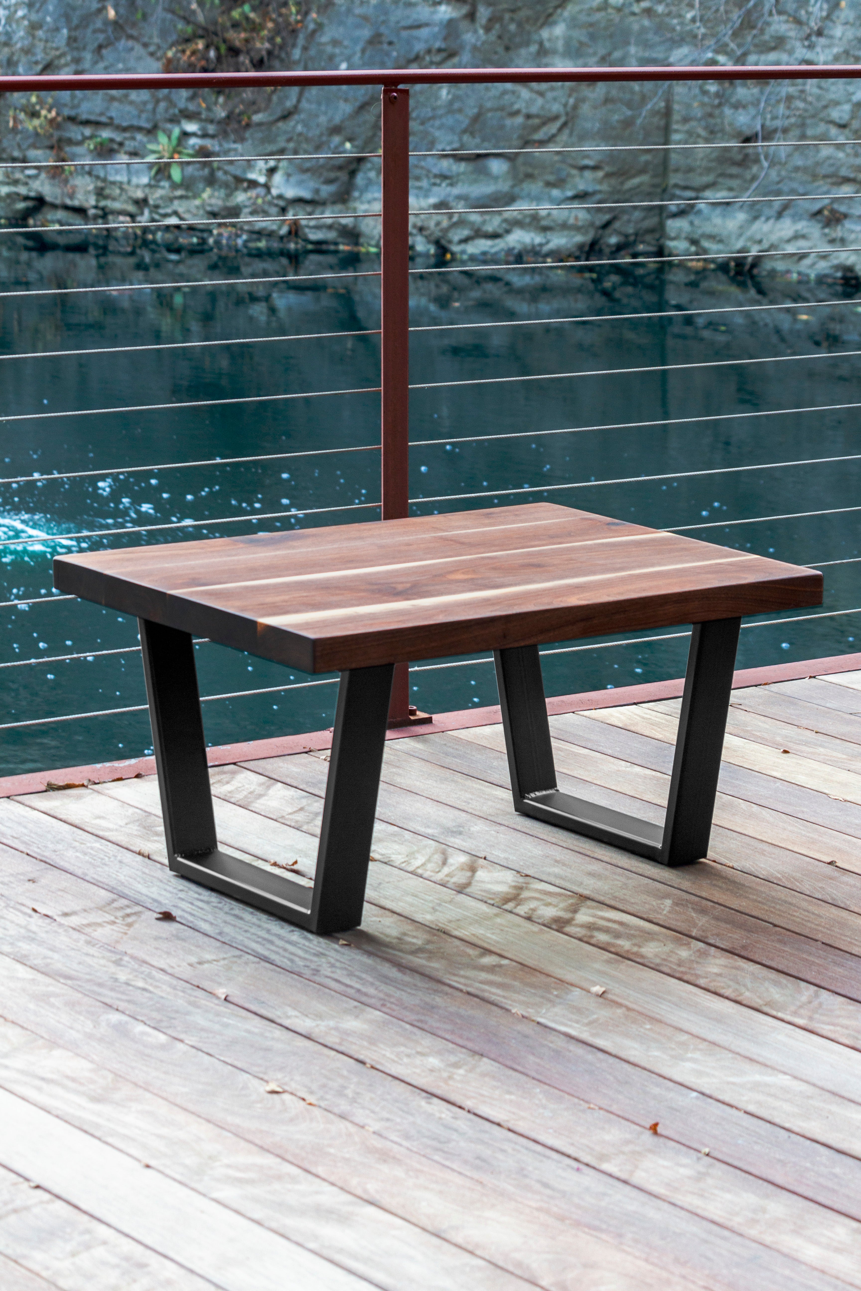 Modern Walnut and Steel Coffee Table