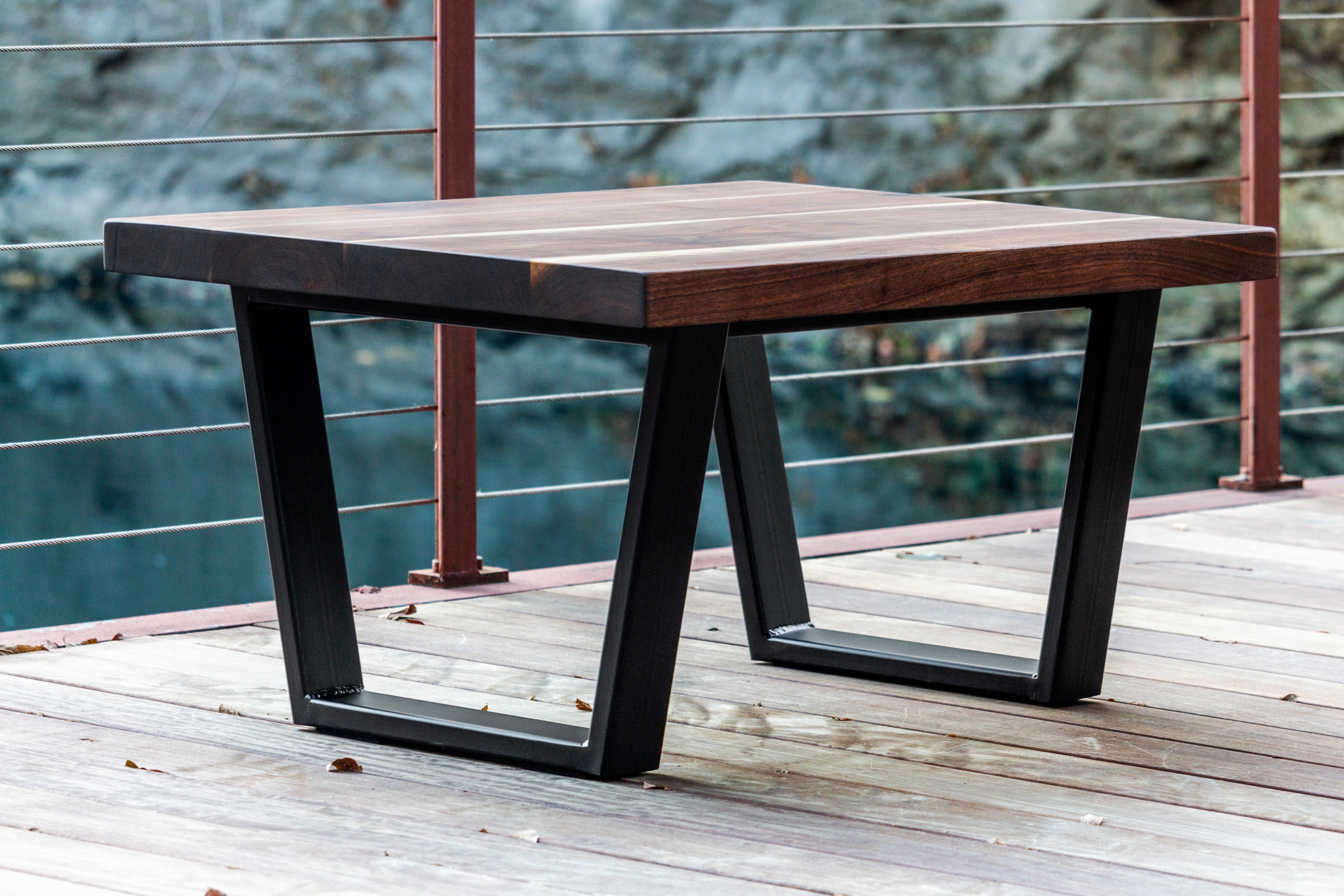 Modern Walnut and Steel Coffee Table