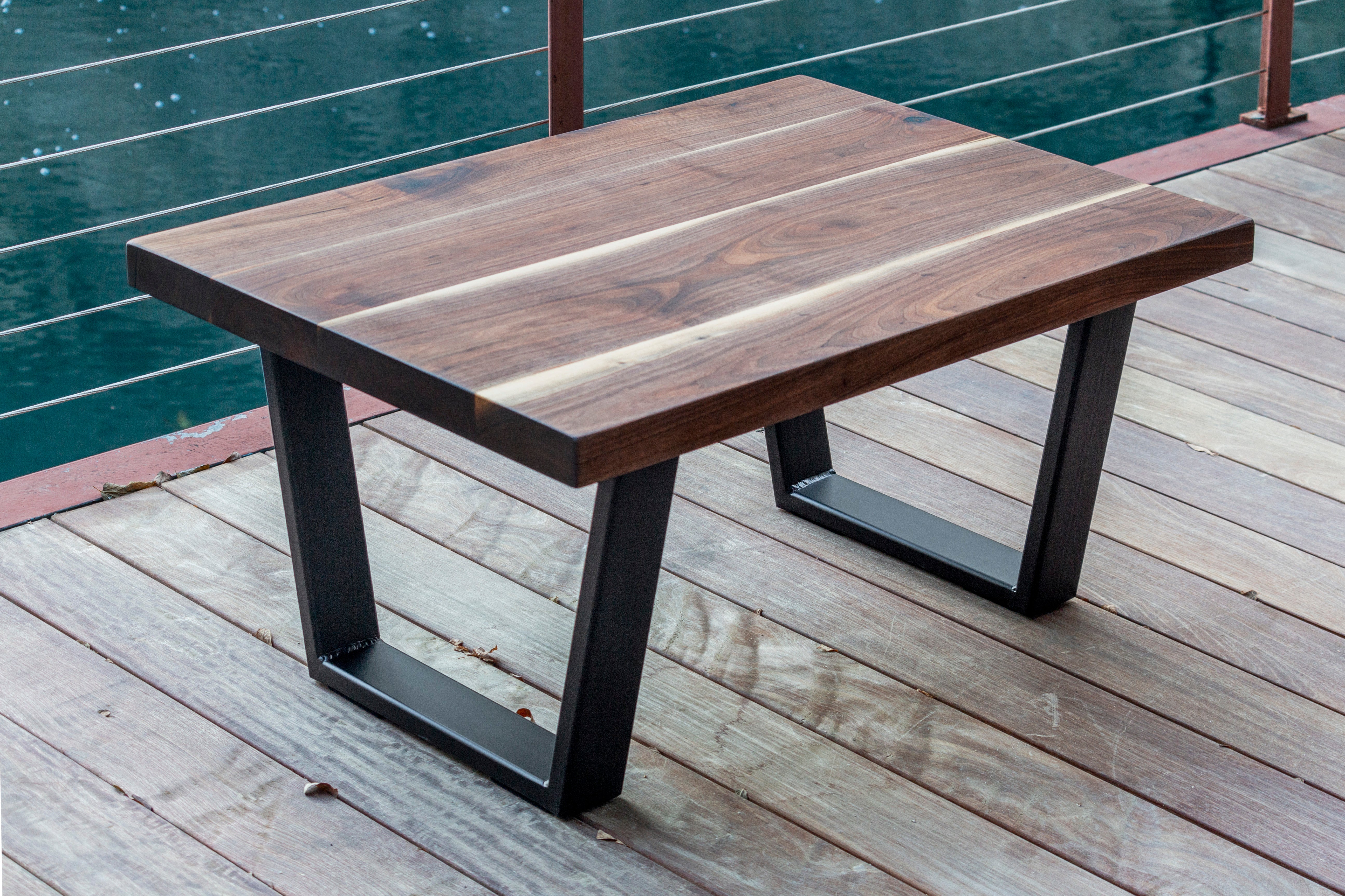 Modern Walnut and Steel Coffee Table