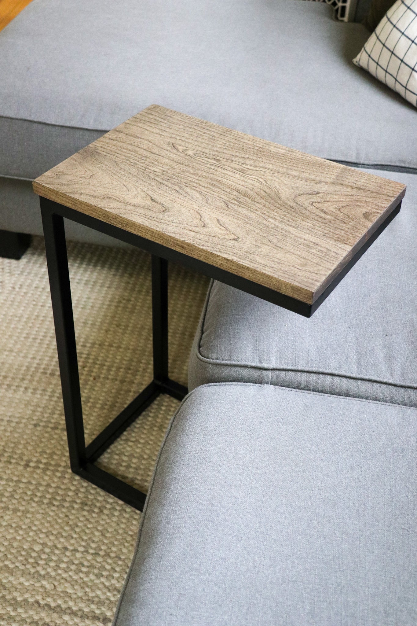 Solid Black Hackberry Wood C-Table